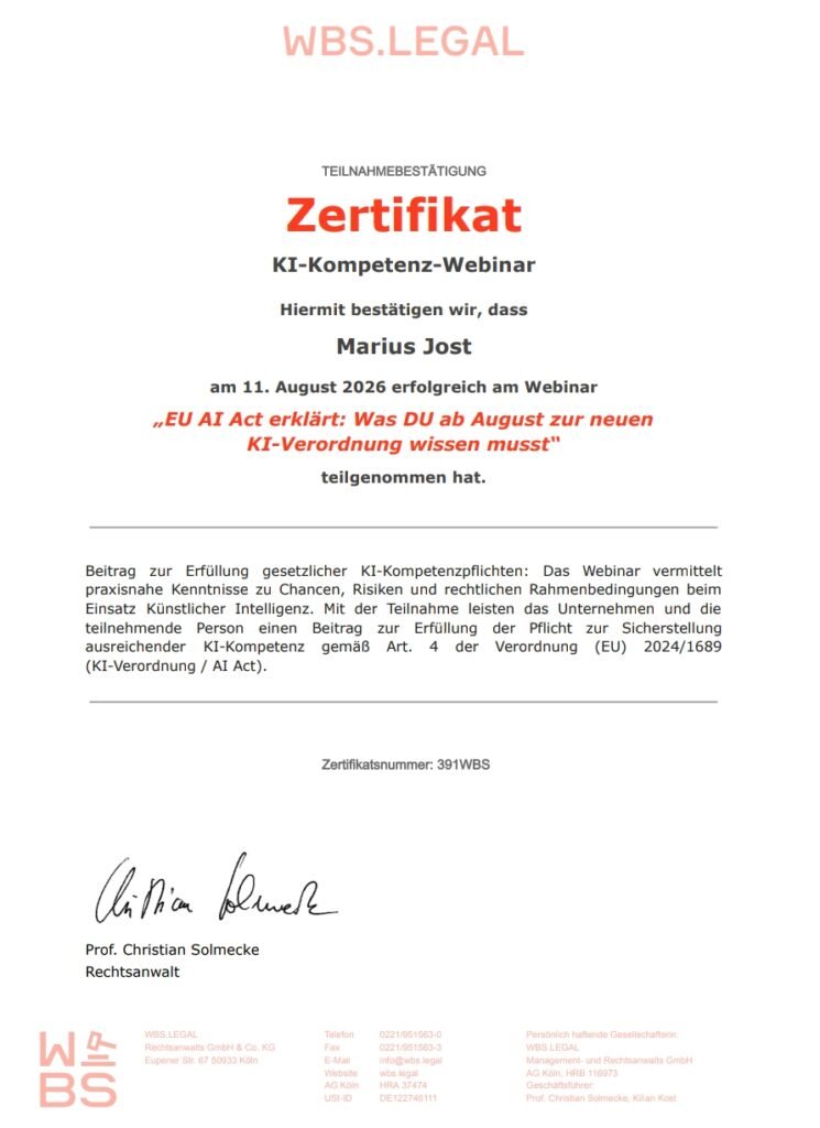 KI Kompetenz WBS Legal